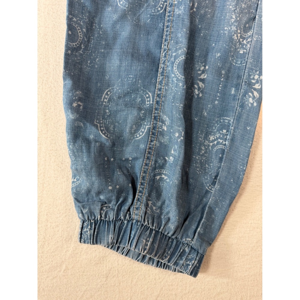 Knox Rose Blue Paisley Chambray Joggers Elastic Waist Boho Pants Large NEW - Picture 7 of 15